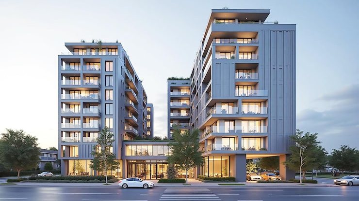 Affordable apartment towers near Kollur, Hyderabad, artist impression